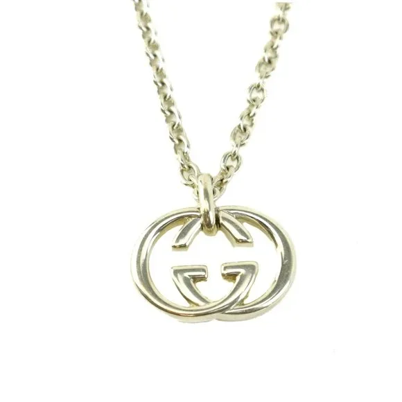 GUCCI Sterling Silver "GG" Medallion Necklace #1393B